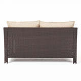 Christopher Knight Home® - Noble House - Antibes Outdoor Wicker Loveseat and Coffee Table with Cushions