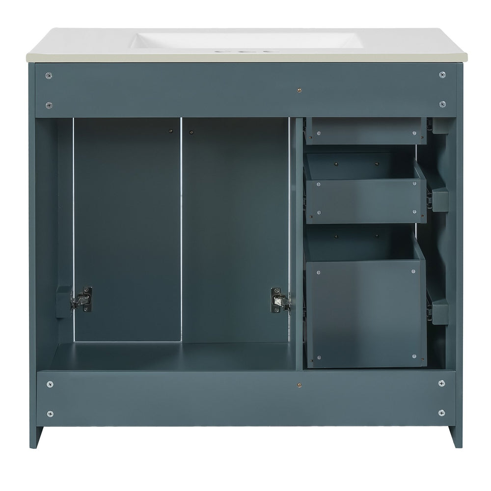 English Elm 72'' Modern Blue Bathroom Vanity With Ceramic Sink, Soft-Closing Drawers & Solid Wood Frame Storage N710SS00013C