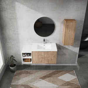 English Elm 42" Wall-Mounted Bathroom Vanity Set With Integrated Sink & Soft-Close Doors For Modern Spaces W999S00234