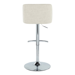 English Elm Toriano Adjustable Barstools Set Of 2 - Modern Cream Fabric & Chrome Swivel Seating For Home Bars B202S01041-GIGA