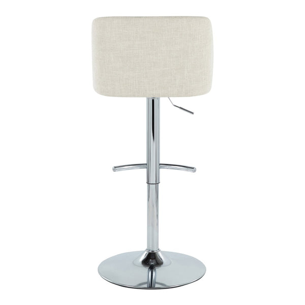 English Elm Toriano Adjustable Barstools Set Of 2 - Modern Cream Fabric & Chrome Swivel Seating For Home Bars B202S01041-GIGA