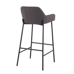 English Elm Daniella Industrial Bar Stool Set Of 2 In Black Metal & Charcoal Fabric - Modern Comfort & Style B202S00533