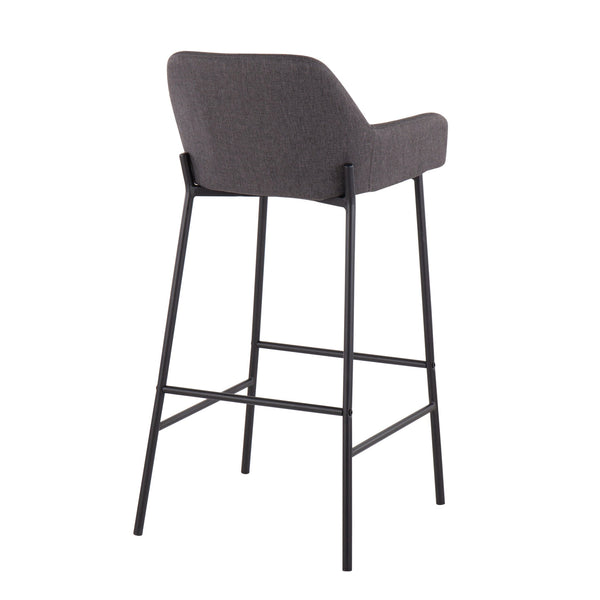 English Elm Daniella Industrial Bar Stool Set Of 2 In Black Metal & Charcoal Fabric - Modern Comfort & Style B202S00533