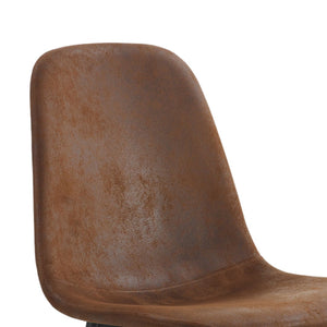 English Elm Table Set: Modern Walnut Grain Dining Table With 6 Comfortable Techno-Fabric Chairs & Storage Shelf W1151S04290-GIGA