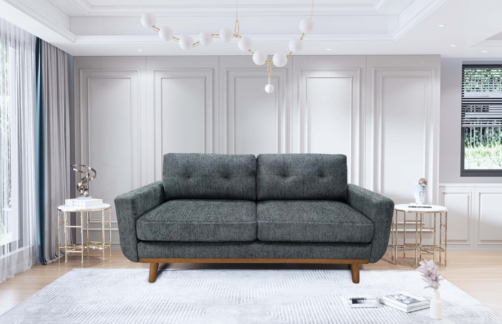 English Elm 67.7" Tufted Polyester Loveseat with Tapered Wood Legs for Mid-century Living Rooms B355P430080