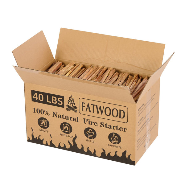 English Elm 40 Lbs Natural Pine Fatwood Kindling Sticks for Fireplace Stove Campfire and Grill W2640P347125
