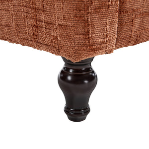 English Elm Modern chenille 2-seater sofa with LED lighting, USB charging, storage pocket, sturdy wood legs Orange W395P318543