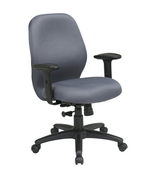 OSP Home Furnishings Mid Back Ergonomic Manager Chair with Synchro Tilt Lumbar Support and Padded Arms Grey 3121-226