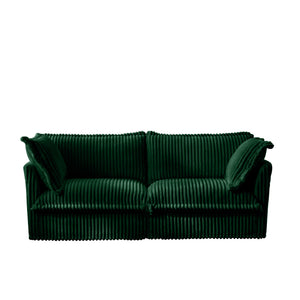 English Elm Modern Slipcovered 2-Seat Sofa Couch In Green Corduroy For Small Spaces, Easy-Clean Detachable Covers W3041S00079