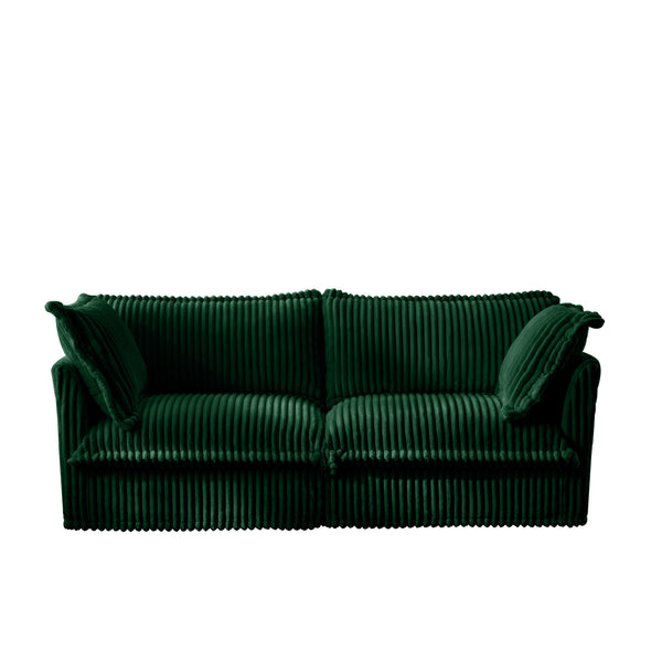 English Elm Modern Slipcovered 2-Seat Sofa Couch In Green Corduroy For Small Spaces, Easy-Clean Detachable Covers W3041S00079