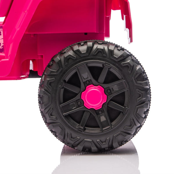 English Elm 12v Kids Electric Utv with 4-wheel Suspension Anti-collision Bar and 2-hour Battery Pink W1578P343328