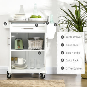 English Elm Homcom Rolling Kitchen Island With Stainless Steel Top, Drawer & Towel Rack – Perfect For Small Spaces! W2225P200710