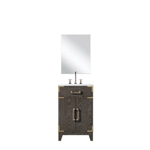 English Elm Brown Oak Single Bath Vanity Set With Acrylic Countertop, Mirror & Chrome Faucet For Small Spaces B2731S01998