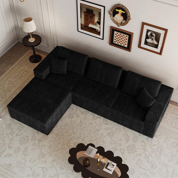 English Elm 106.30*70.87"modular Four Piece Corduroy Sectional Sofa No Assembly Living Room W3819S00136