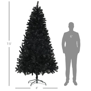 English Elm Homcom 7.5Ft Tall Black Artificial Christmas Tree With 1346 Branch Tips, Easy Setup & Sturdy Base W2225P229283