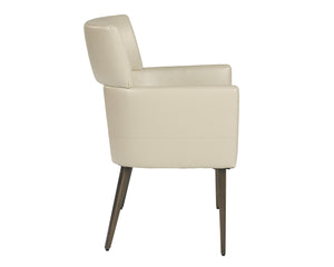 Sunpan Amerie Contemporary Dining Armchair with Unique Cutout Design and Antique Brass Legs for Modern Spaces Castillo Cream