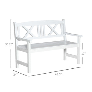 English Elm Nordic Solid Poplar Wood Outdoor Bench with X Back Slatted Seat for Two Adults T3971P444757