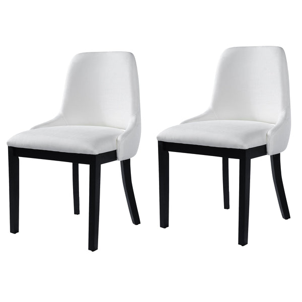 English Elm Wooden Linen Upholstered Dining Chairs Set of 2 — Sturdy Rubber Wood Frame, 300lb Capacity, Farmhouse Appeal Beige+Black N842P300893D