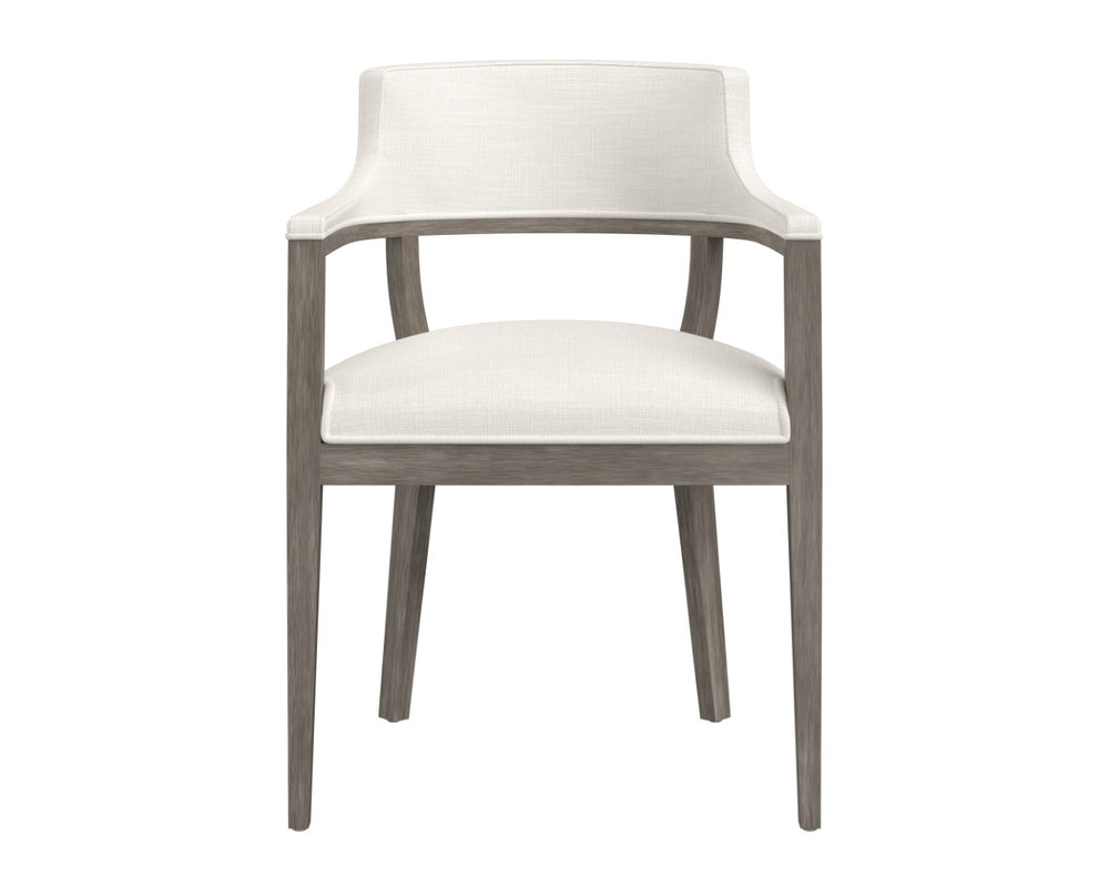 Sunpan BRYLEA Dining Armchair - Mid-Century Modern, Ash Grey Frame & Linoso Ivory Upholstery Comfort 110520