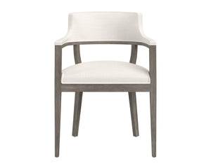 Sunpan BRYLEA Dining Armchair - Mid-Century Modern, Ash Grey Frame & Linoso Ivory Upholstery Comfort 110520