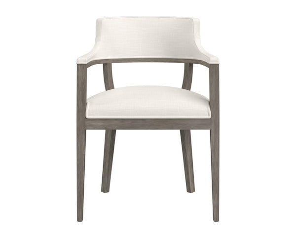 Sunpan BRYLEA Dining Armchair - Mid-Century Modern, Ash Grey Frame & Linoso Ivory Upholstery Comfort 110520