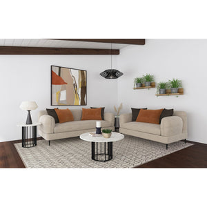 English Elm Repley Chenille Upholstered Loveseat with Sculpted Arms and Tapered Metal Legs B062P448031