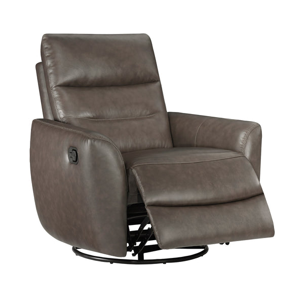 English Elm Luxurious swivel glider recliner chair with top-grain leather, plush foam over coils and sturdy frame Dark Brown 36 L x 30.5 W x 26 H B011P395599