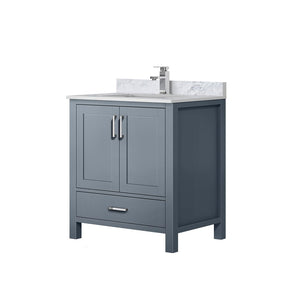 English Elm Dark Grey 30" Bath Vanity with Carrara Marble Top, Soft-Close Drawer, Chrome Faucet, Storage Slate B2731P258999