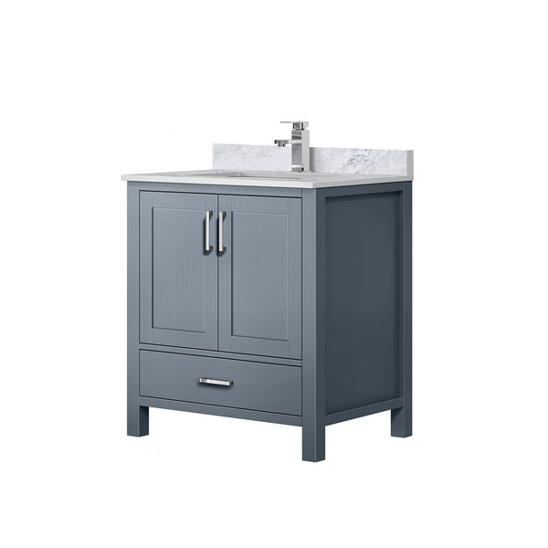 English Elm Dark Grey 30" Bath Vanity with Carrara Marble Top, Soft-Close Drawer, Chrome Faucet, Storage Slate B2731P258999