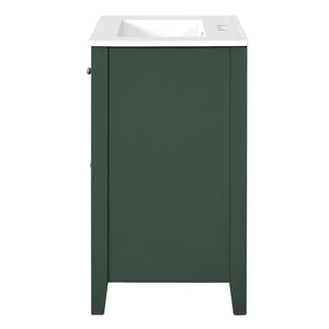 English Elm 24" Modern Bathroom Vanity with Ceramic Basin, French Country Cross-Grid Design & Soft-Close Drawers Green N710P280655F