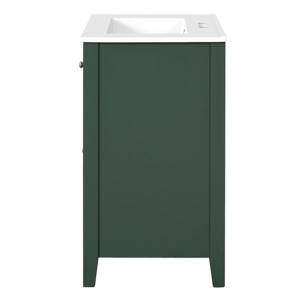 English Elm 24" Modern Bathroom Vanity with Ceramic Basin, French Country Cross-Grid Design & Soft-Close Drawers Green N710P280655F