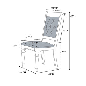 English Elm Luxury Silver Trim Tufted Dining Chairs Set of 2 — Black Faux Leather, Button Accent, 21x24x42" HSESF00F1705
