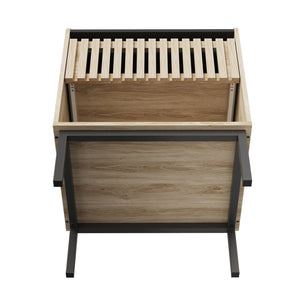 English Elm Fluted,Bedside 2-Piece Modern Nightstand Set with Fluted Drawer, Iron Legs, Quick Assembly, Compact Durable Storage W2673P206045