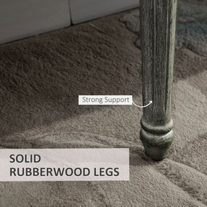 English Elm HOMCOM Vintage Semi-Circle Upholstered Entryway Bench with Tufted Velvet-Touch Seat and Rubberwood Legs Grey W2225P217020