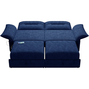 English Elm This Fleece Convertible Sleeper Sofa Unfolds Into a Full Bed for Guest Rooms Blue W3820S00041