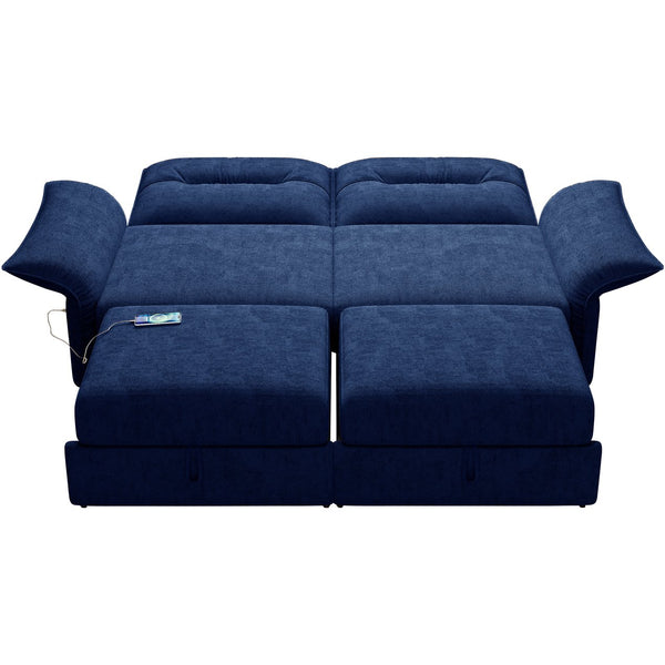 English Elm This Fleece Convertible Sleeper Sofa Unfolds Into a Full Bed for Guest Rooms Blue W3820S00041