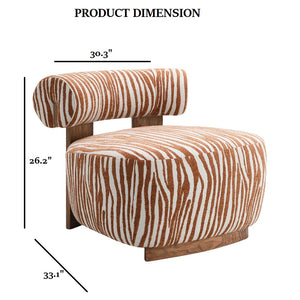 English Elm 1Pc Accent Chair In Zebra Stripe Fabric With Rustic Orange, Modern Comfort For Living Rooms & Nooks B2741P401399