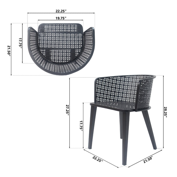 English Elm Christopher Knight Home® - Milan Outdoor Dining Chair Set of 2 — Rust-Resistant Iron Patio Chairs with Durable Weatherproof Design Black N775P229940B