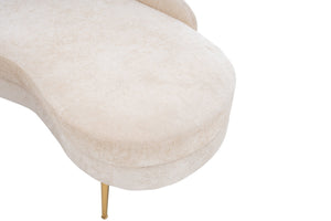 English Elm 58'' Chenille Chaise Lounge with Footstool Pocket Spring Comfort for Bedroom Living Room Beige W2363S00087