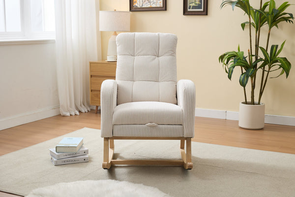 English Elm Modern Accent Rocking Chair - Stylish Nursery Glider With High Back, Solid Wood Legs & Side Pocket W2725P276730
