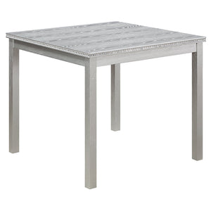 English Elm 5 Piece Wooden Dining Table Set - Elegant Square Table & 4 Upholstered Chairs With Crystal Accents W1998S00068