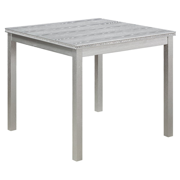 English Elm 5 Piece Wooden Dining Table Set - Elegant Square Table & 4 Upholstered Chairs With Crystal Accents W1998S00068