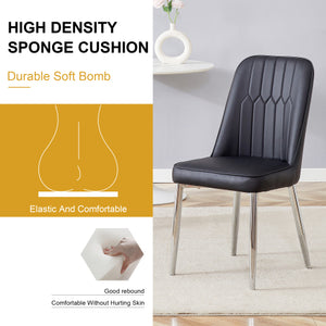 English Elm 2 Pu Leather Dining Chairs Padded Curved Seat Silver Metal Legs Modern Kitchen W2827P395056