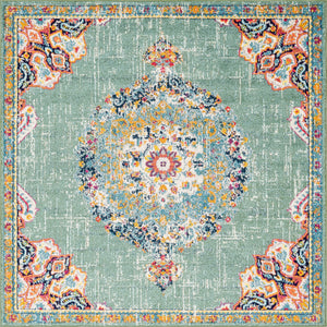 Unique Loom Penrose Alexis Machine Made Medallion Rug Green, Beige/Blue/Olive/Orange/Ivory/Yellow/Pink 7' 10" x 7' 10"