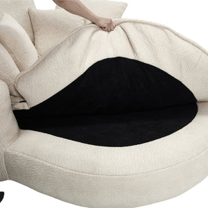 English Elm Oversized Memory Foam Chenille Bean Bag Sofa with Ergonomic Back Support, 3 Large & 2 Small Pillows Beige W395P359408