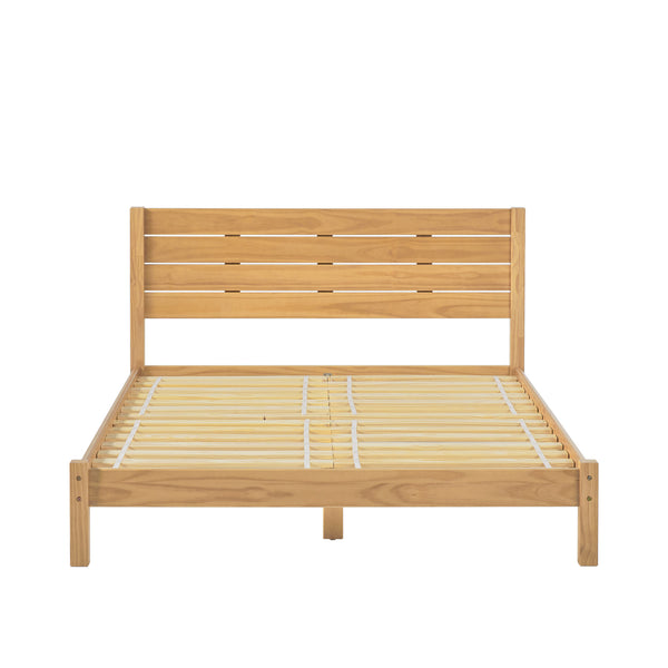 English Elm Walker Edison - Modern Modernist Queen Bedframe with Boho Slatted Headboard, Solid Pine Construction, No Box Spring Needed Natural Wood 84 L x 11 W x 9 H B185P169105