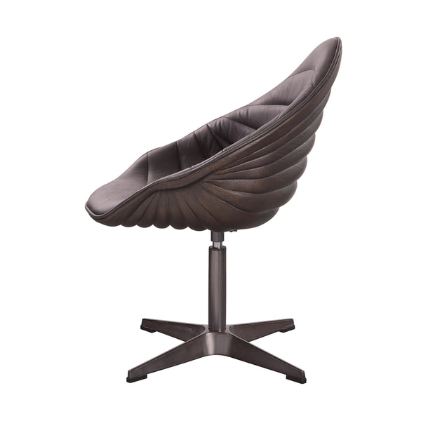 English Elm Pipino Antique Ebony Top Grain Leather Swivel Accent Chair – Sleek Industrial Office Seating, Durable Elegance B2726P242450