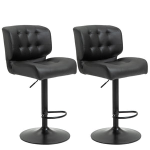 English Elm Homcom Set Of 2 Adjustable Bar Stools With Thick Cushions And Metal Footrest For Home Bars, Black W2225P217131