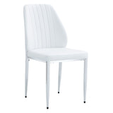 English Elm Set Of Four White Pu Comfort Dining Chairs (17.7"X25").Dining Chair With Extended Backrest,White Pu,Silver Metal Legs,Suitable For Various Places Such As Family Restaurants, Hotels, Coffee Shops,Etc.