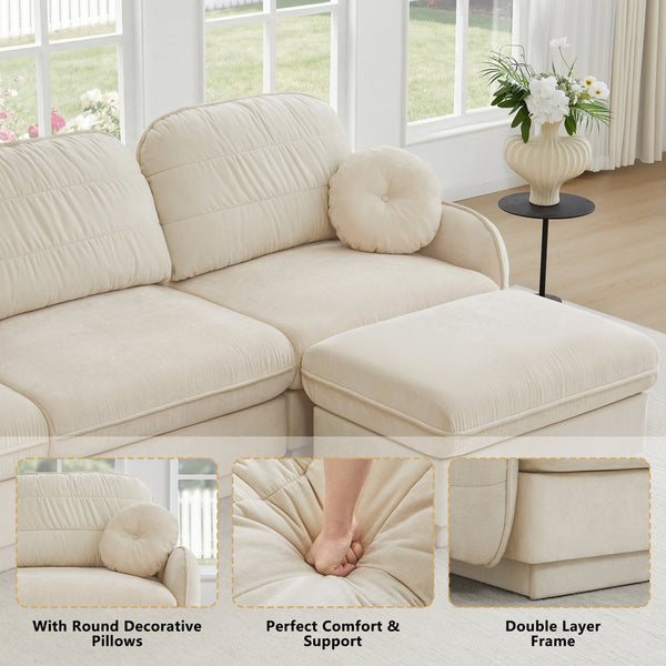English Elm Chenille Cloud Loveseat with Quilted Back Pillows Deep Seat Comfort for Living Room W714S01748